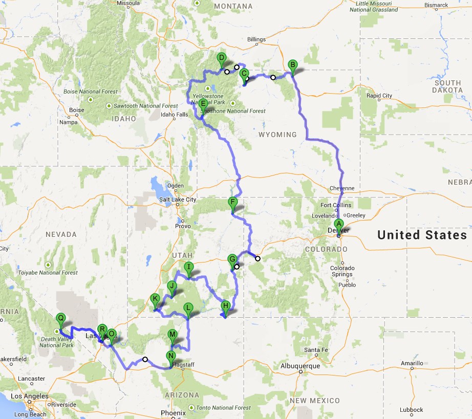 USA 2015: route